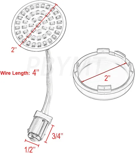 Vista 2 de PBYMT 1157 Luz LED de señal de giro frontal de 2 pulgadas, kit de cubierta de lente ahumada de bala compatible con Harley Davidson Dyna Softail