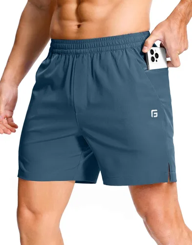 Vista 79 de GGJ Pantalones cortos deportivos ligeros para hombre con 2 bolsillos con cremallera de 7/5/9 pulgadas, pantalones cortos de tenis de secado rápido