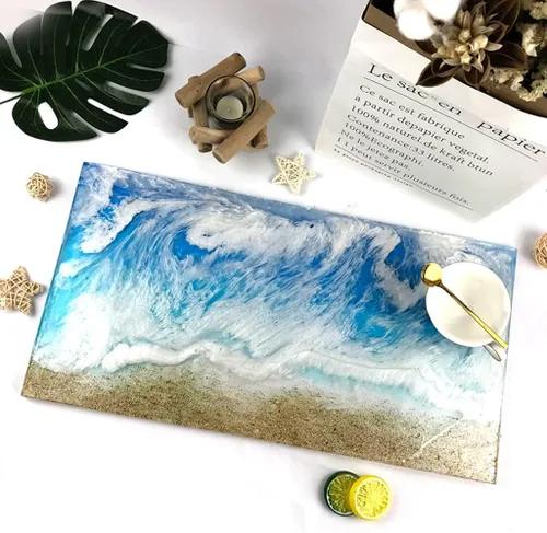 Vista 6 de appuivbt Molde de resina rectangular grande, molde de mesa de río epoxi para hacer mesa de río café, arte de resina, decoración del hogar