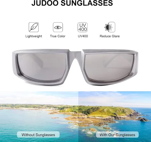 Vista 3 de Gafas de sol envolventes para hombres y mujeres, gafas de sol futuristas Y2K, gafas de sol deportivas, gafas de sol UV400, gafas plateadas