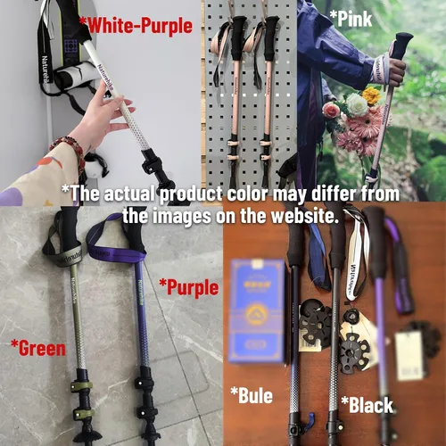 Vista 7 de Naturehike - Bastón de trekking de fibra de carbono 3K plegable y telescópico de 3 secciones ultraligero para mujeres y hombres, bastón