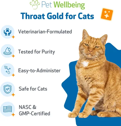 Vista 6 de Pet Wellbeing Garganta dorada para gatos – Apoyo respiratorio para gatos, tos ocasional y ronquera con gordolobo y olmo resbaladizo – Certificado
