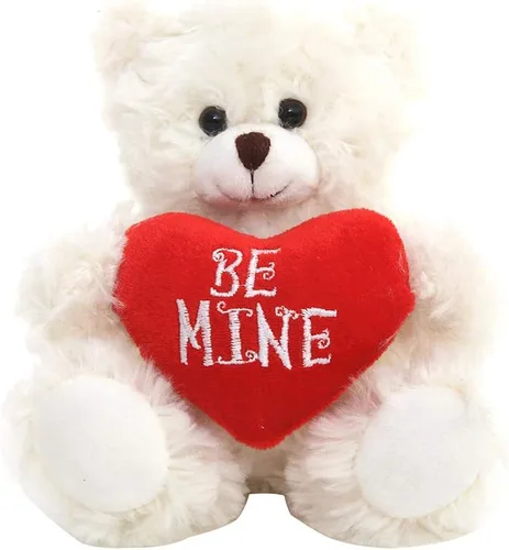 Vista 6 de Plushland Oso de Peluche Mocha Corazón - Sé Mío - Oso de Peluche para Niños y Adultos - Almohada de Corazón Bordado - Marrón - 6 pulgadas