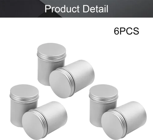 Vista 4 de Othmro 6 latas redondas de metal de 2.7 onzas, tarros de lata de aluminio, recipientes recargables de 2.7 fl oz, latas de lata con tapa de tornillo