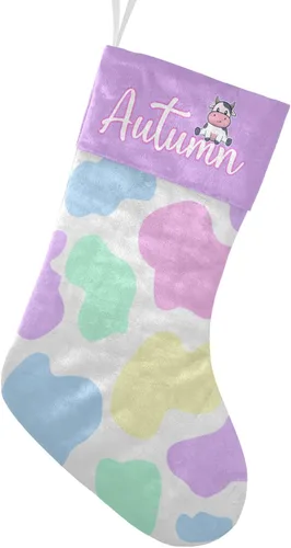 Vista 8 de Calcetines de Navidad con lindo panda verde personalizado con nombre, medias de Navidad personalizadas para la temporada de vacaciones familiares