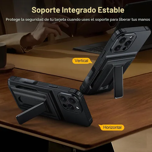 Vista 5 de Oneagle Funda tipo cartera para iPhone 16 Pro Max con tarjetero y soporte