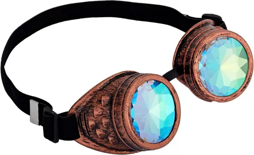 Vista 141 de Gafas de caleidoscopio retro con pinchos, gafas de cristal arcoíris steampunk estilo soldadura, gafas de cosplay punk
