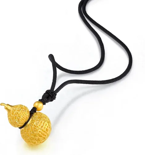 Vista 5 de CHOW SANG SANG Cultural Blessings 999.9 - Collar de oro macizo de 24 quilates, precio por peso, oro de 0.22oz, calabaza Wulu para mujeres y hombres