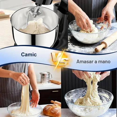 Vista 8 de Camic Batidora de pie, 4.2QT+5.3QT Mezclador eléctrico de dos tazones Negro