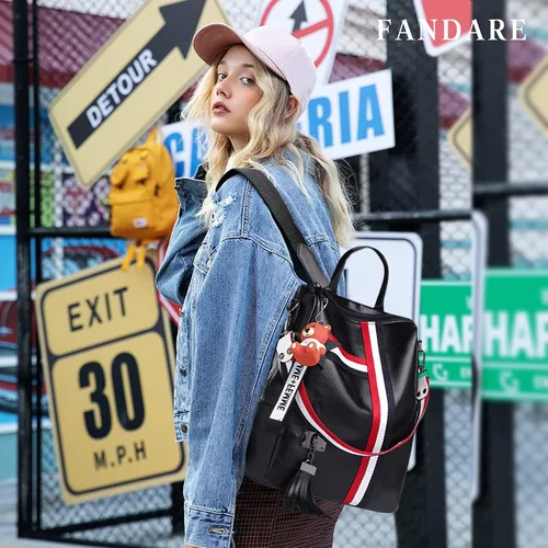 Vista 2 de FANDARE Mochila de moda para mujer, bolsas de hombro impermeables, mochilas antirrobo, Negro -, Classic