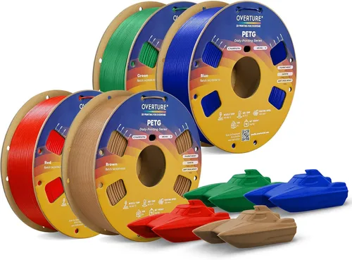 Vista 47 de OVERTURE - Filamento PETG de 1/16 de pulgada (1.75 mm) para impresora 3D y FDM, bien enrollado, duradero, carrete de 4.4 libras, dureza firme