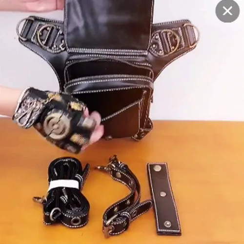 Vista 4 de Riñonera punk para mujer, bolsa de cintura táctica militar, pierna caída, brazo, muslo, bolsa para exteriores, bicicleta, motocicleta, ciclismo