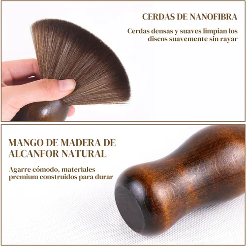 Vista 2 de XQ XIAO QIAO Cepillo de Limpieza de Discos de Vinilo - Cepillo Limpiador de Vinilo Antiestático de Madera - Accesorios para Tocadiscos