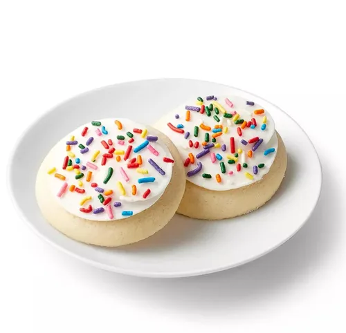 Vista 6 de Favorite Day - Galletas de azúcar heladas rosadas con chispas de arcoíris multicolor (10 unidades) por Favorite Day (despensa de mercado)