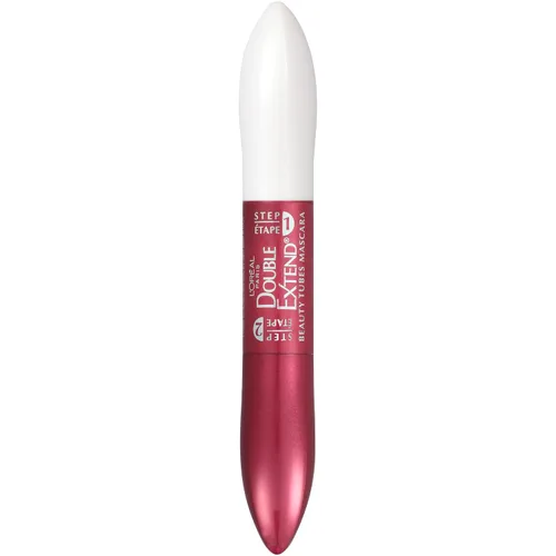 Vista 7 de L'Oreal Paris Máscara de pestañas de doble extensión con tubo, máscara de alargamiento de 2 pasos, a prueba de manchas, negro