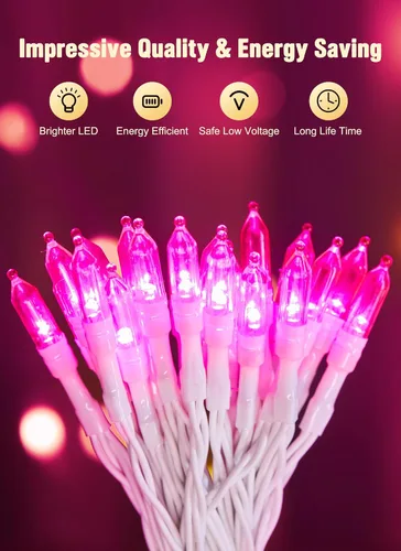 Vista 5 de Luces de Navidad con batería Brightown, 8 pies, 20 luces LED mini con temporizador, luces de árbol de Navidad para dormitorio, interior, exterior