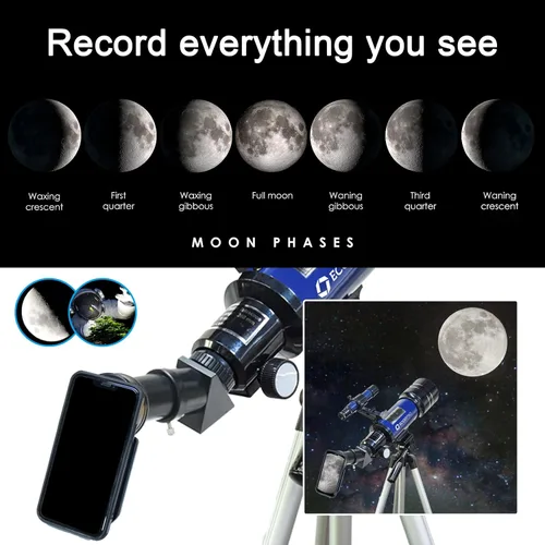 Vista 3 de Telescopio para niños y adultos, 2.756 in de apertura 14.173 in (15X-150X) telescopio para principiantes de astronomía, telescopios de viaje