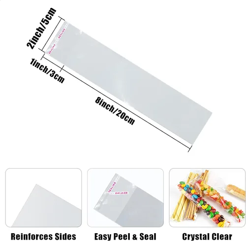 Vista 5 de SUREHOME Bolsas para barra de pretzel, 100 bolsas de pretzels de 2 x 8 pulgadas, bolsas individuales transparentes resellables y autosellables
