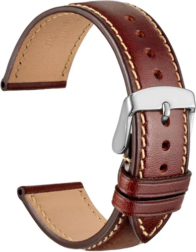 Vista 17 de WOCCI Correa de reloj de lujo de 0.709 in, correa de cuero italiano con hebilla dorada (negro)