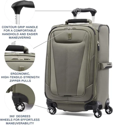 Vista 2 de Travelpro Maxlite - Maleta con ruedas giratorias extensible 5 lados suaves Verde pizarra 401176106