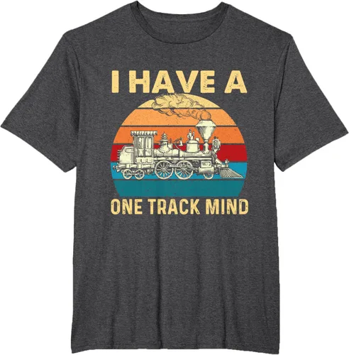 Vista 17 de Camiseta con texto en inglés "I Have A One Track Mind - Trainspotter Model Train Railroad, Negro, S