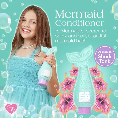Vista 2 de Glimmer Wish Acondicionador Mermaid Kids sin parabenos ni sulfatos para cabello fuerte y liso, cuidado del cabello de los niños, aroma tropical