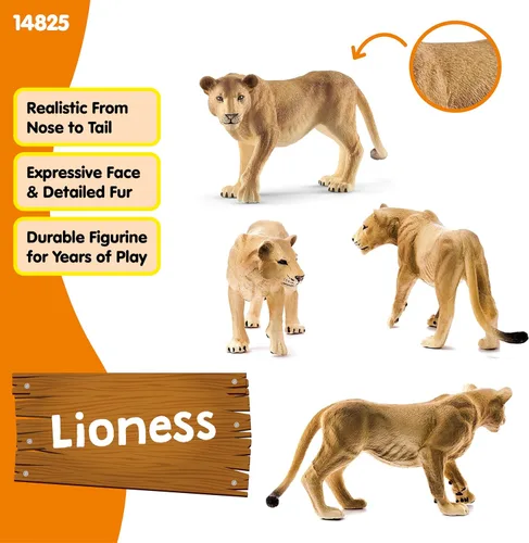 Vista 2 de Schleich Wild Life - Figura realista de leona, juguete auténtico y altamente detallado, duradero para la educación y juego divertido para niños
