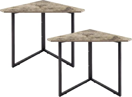 Vista 14 de VECELO - Escritorio de esquina, mesas de oficina para sala de estar para espacio pequeño, escritorio de computadora triangular con marco de acero