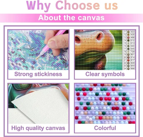 Vista 4 de Kits de pintura de diamantes para adultos, 5D DIY taladro redondo completo arte de diamantes peculiar hipopótamo pintura por números, kits