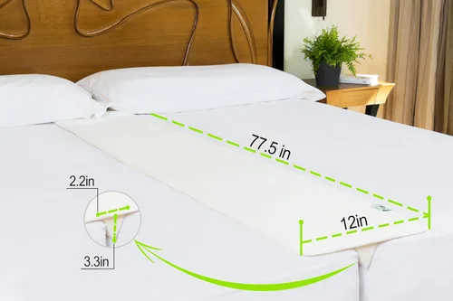 Vista 4 de Insieme 12 x 77 pulgadas Puente de cama Twin a King - Relleno de huecos para cama dividida King - Tela hipoalergénica - Blanco, delgado y sin