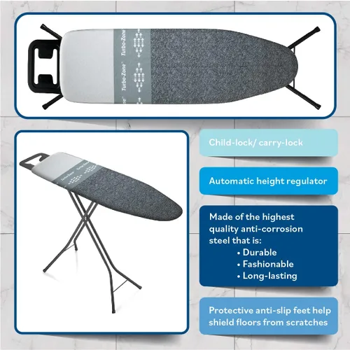 Vista 6 de Bartnelli by Rorets - Tabla de planchar clásica con nueva tecnología patentada EZ-Glide, fabricada en Europa, tabla de planchar premium con soporte