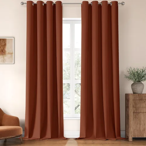 Vista 18 de ChrisDowa Cortinas 100% Opacas de Abedul Sólido de 45 Pulgadas de Largo, 2 Paneles para Dormitorio y Sala de Estar, Estilo Granja Oscurecedoras