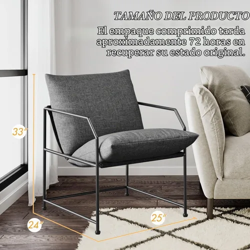 Vista 2 de Silla de acento para sala de estar, sillas cómodas de lectura para dormitorio, silla de salón tapizada, silla de brazo moderna de mediados de siglo