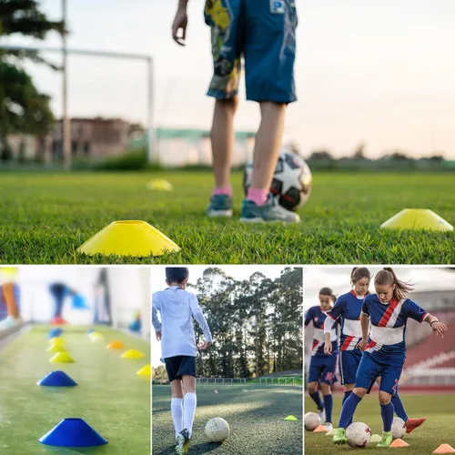 Vista 6 de 25/50/100 piezas de conos de disco, conos de agilidad de fútbol con bolsa de transporte y soporte, conos de fútbol para entrenamiento deportivo