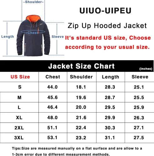 Vista 5 de UIUO-UIPEU Men's Softshell Jackets Fleece Lined Waterproof Windbreaker Hooded Jackets for Men Hiking Golf Jacket Fall Winter