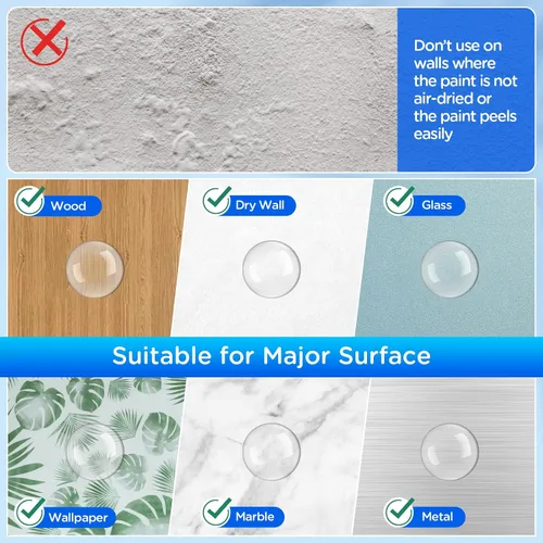 Vista 8 de YASUOA Tope de puerta de 6 piezas de tope de pared para manija de puerta, autoadhesivo, silicona transparente, protector de pared redondo, topes