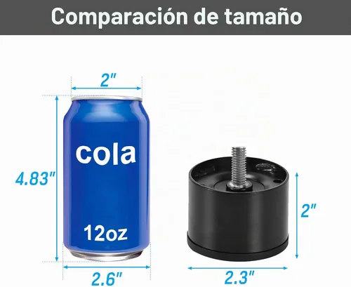 Vista 4 de Reemplazo de patas de cama cortas de metal de 2 pulgadas para Juego de 4