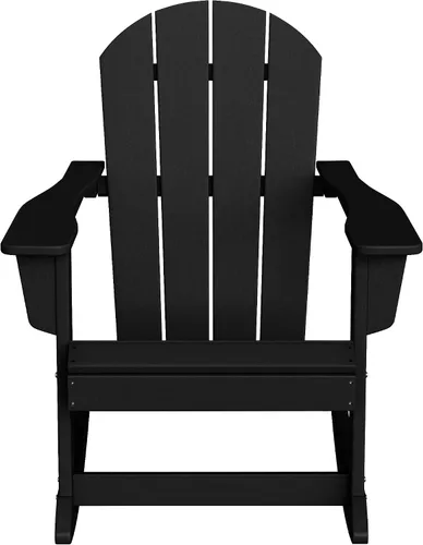 Vista 3 de WestinTrends Silla mecedora Malibu de poliéster para exterior/patio Adirondack, Negra