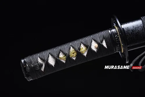 Vista 3 de MURASAME Espada Tanto Katana Corta de Arcilla Templada Acero T10 Hamon Real Muy Afilar Espiga Completa Hecha a Mano