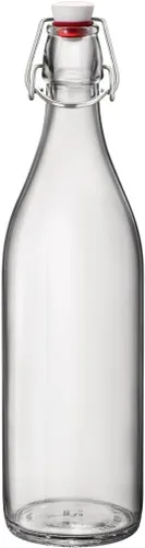 Vista 8 de Bormioli Rocco Giara Botella de bebida con tapa de abrazadera, 33.75 onzas, recipiente de vidrio a prueba de fugas para jugos y aderezos caseros