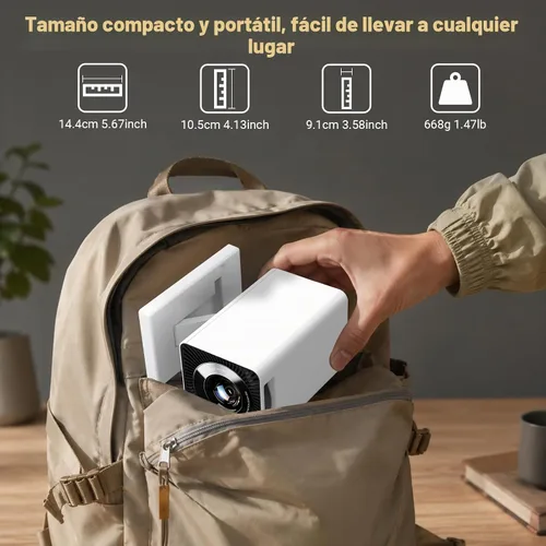 Vista 8 de 【Aplicaciones integradas】Mini proyector con WiFi y Bluetooth, proyector portátil de soporte 1080P 4K, proyector de películas para dormitorio