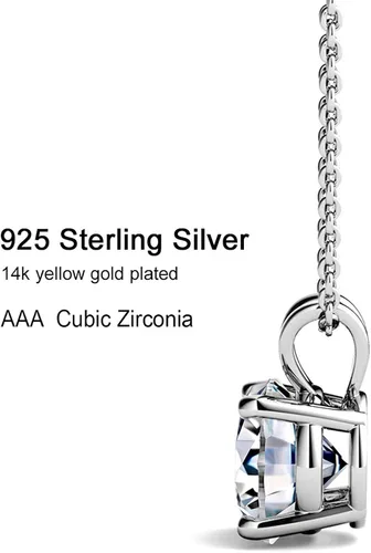Vista 3 de AllenCOCO 925 Sterling Silver Necklace for Women Trendy, Cubic Zirconia Pendant Dainty Chain, Delicate Charm Jewelry, Birthday Gifts for Girlfriend