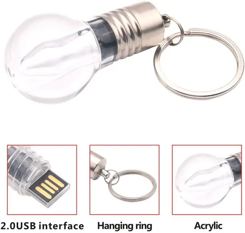 Vista 3 de 8GB USB 2.0 LED Bombilla Modelo Flash Drive Memory Stick Pendrive Pulgar Drive con Diseño Llavero