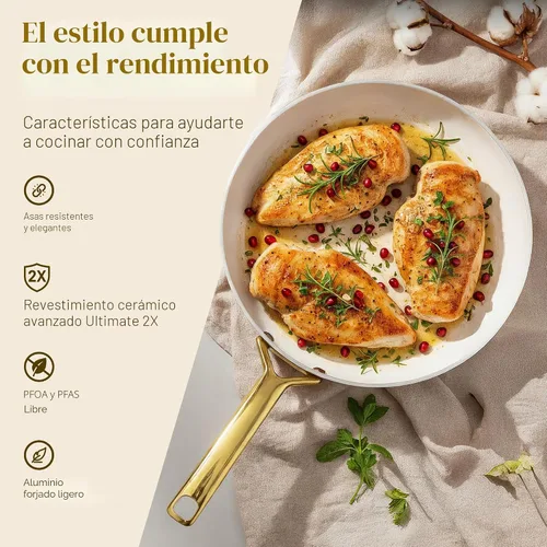 Vista 3 de Gotham Steel Moderno juego de utensilios de cocina de cerámica de 11 piezas, elegante juego de ollas y sartenes antiadherentes con vaporera, parte