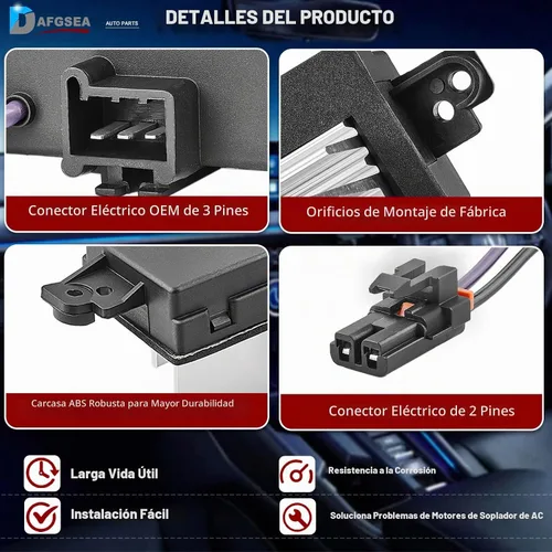 Vista 5 de Módulo de control de ventilador AC Resistencia del motor del ventilador para 2003-2007 Chevy Silverado Avalanche Suburban Tahoe, GMC Envoy Sierra
