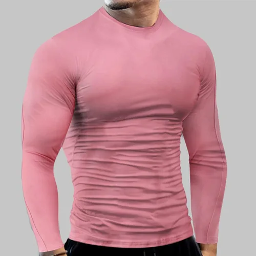 Vista 38 de Camisas de compresión atléticas de manga larga para hombre, capa base, camisa de entrenamiento atlético, camisas de compresión, camisetas deportivas