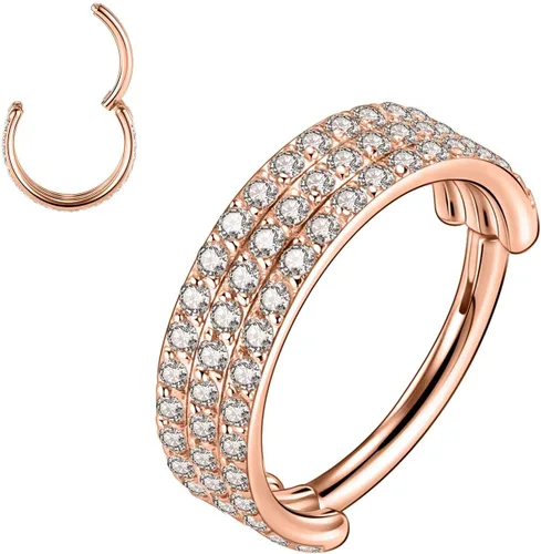Vista 13 de Anillo Clicker de Acero Quirúrgico 316L para Tabique Nasal, Aro para Nariz, Aro Durmiente, Pendiente de Aro, Hélix, Rook, Conch, Cartílago, Daith