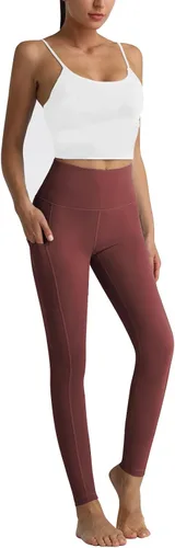 Vista 7 de RIMLESS 7 Leggings para mujer con bolsillos de cintura alta, pantalones de yoga de algodón para entrenamiento, correr, atletismo, pantalones capri