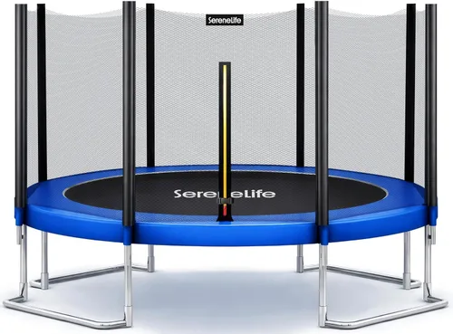 Vista 8 de SereneLife - Trampolín al aire libre de 8 pies, 10 pies, 12 pies, 14 pies con red de cierre, escalera y revestimiento antioxidante - Trampolín