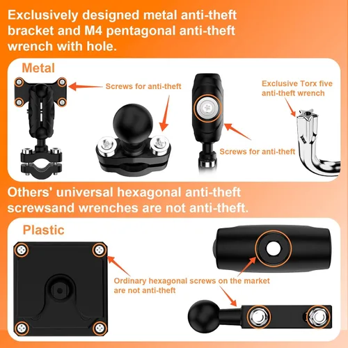 Vista 9 de 3PCS 1080P motocicleta Dash Cam, TPMS, 6.25" motocicleta Carplay & Android Auto Screen & HiCar, sensor de luz, grabación en bucle, controlador